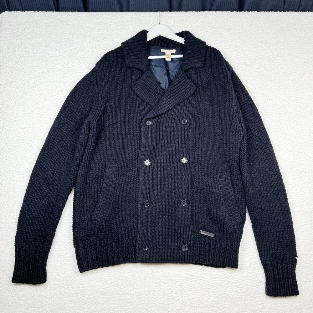 Diesel Wool Acrylic Double Breasted Button Knit Sweater - Men's 2XL - Navy Blue